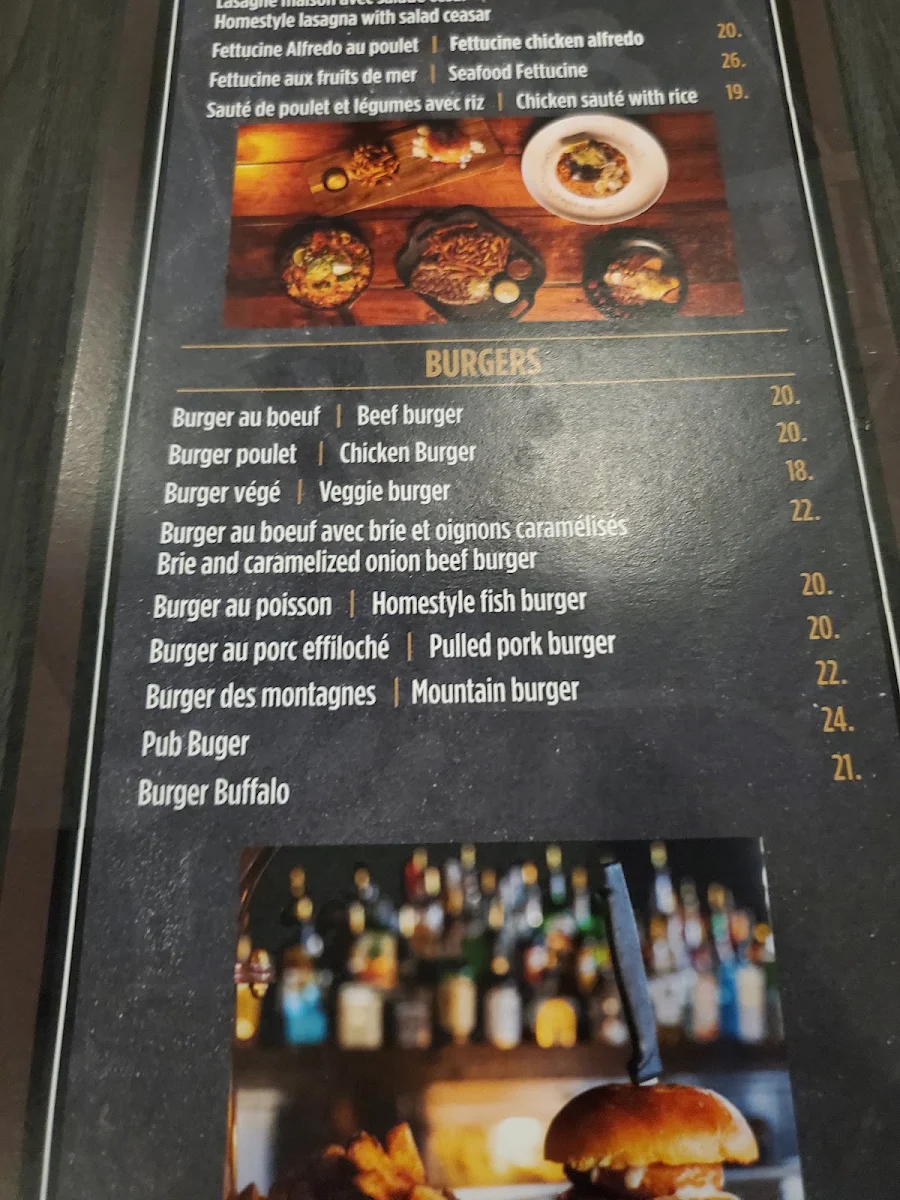 Menu, Pub Principal