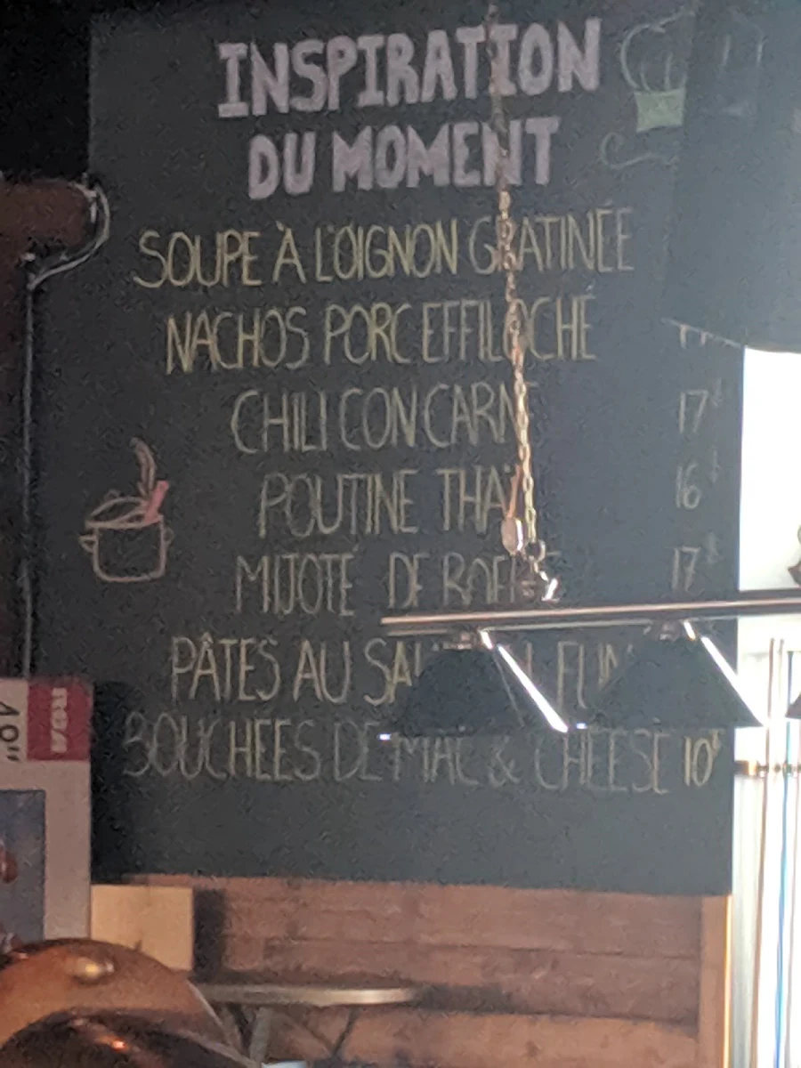 Menu, Pub Principal