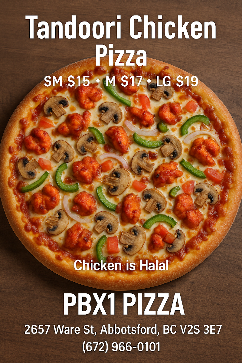 Menu, PBX1 PIZZA & GRILL INC.
