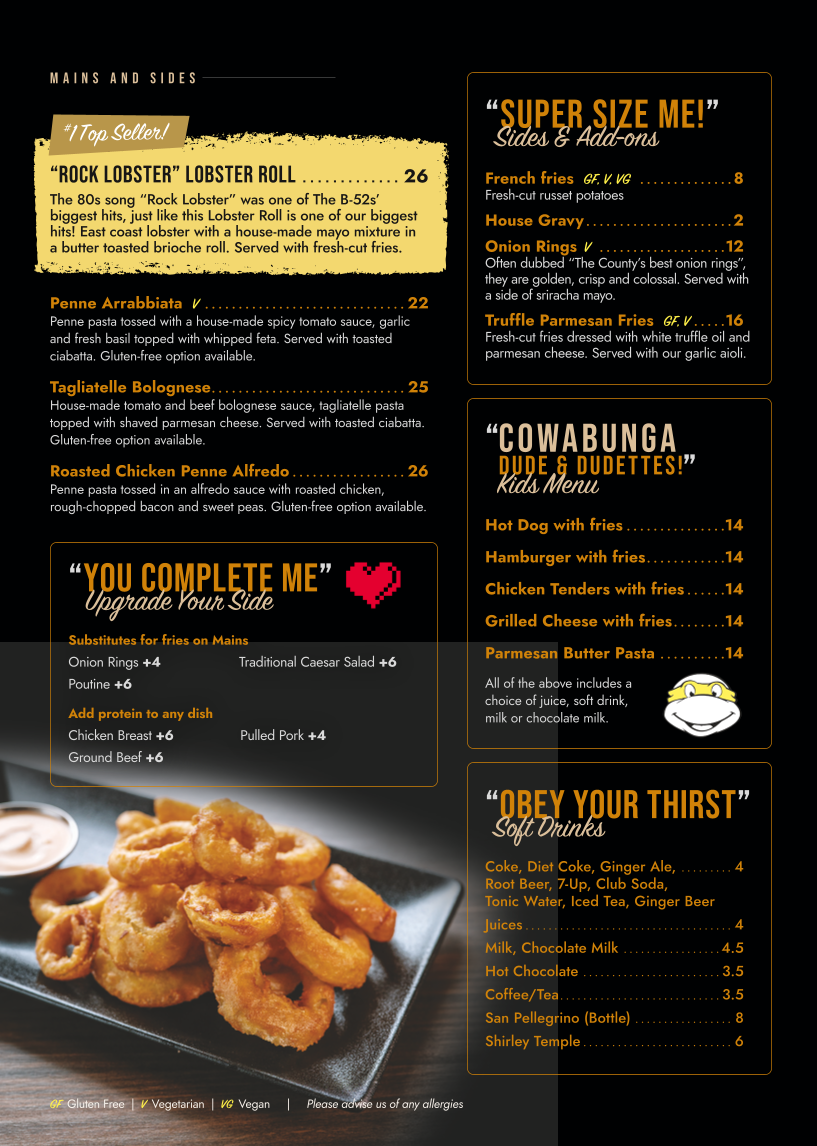 Menu, Vic Social