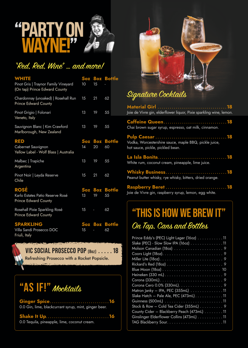 Menu, Vic Social