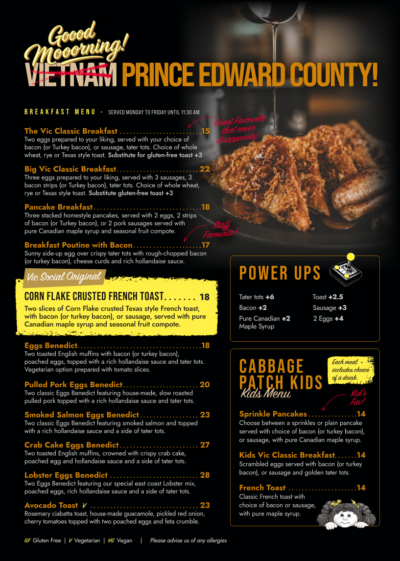 Menu, Vic Social