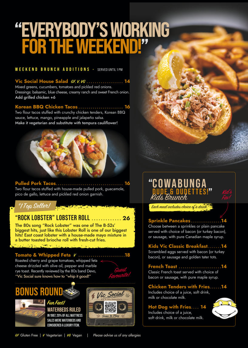 Menu, Vic Social