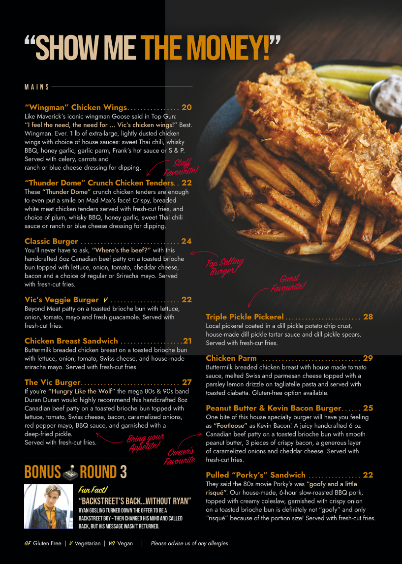 Menu, Vic Social