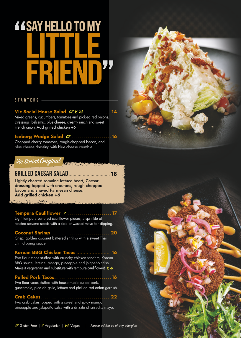 Menu, Vic Social