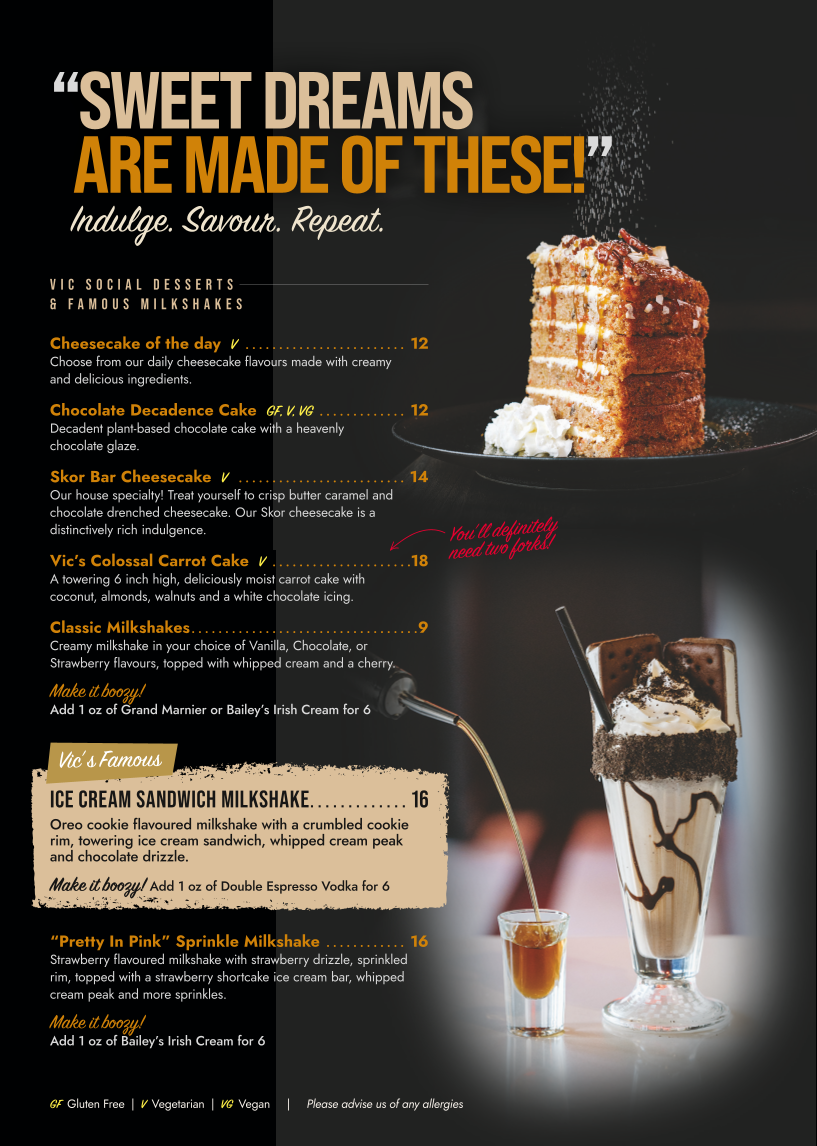 Menu, Vic Social