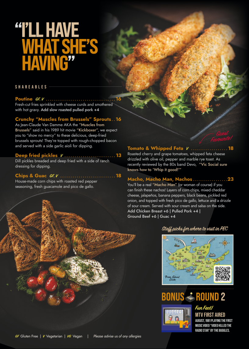 Menu, Vic Social