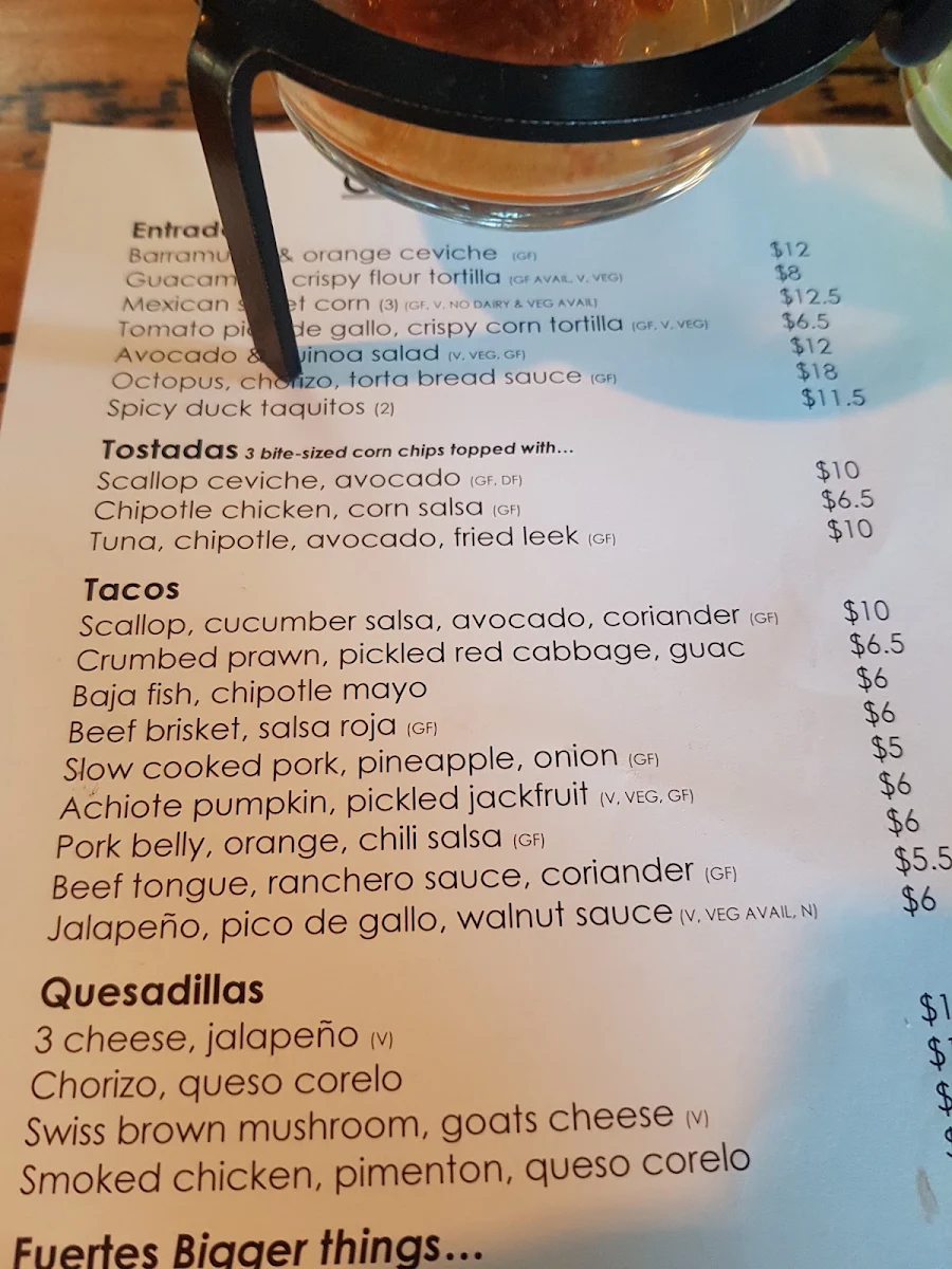 Menu, La Cholita