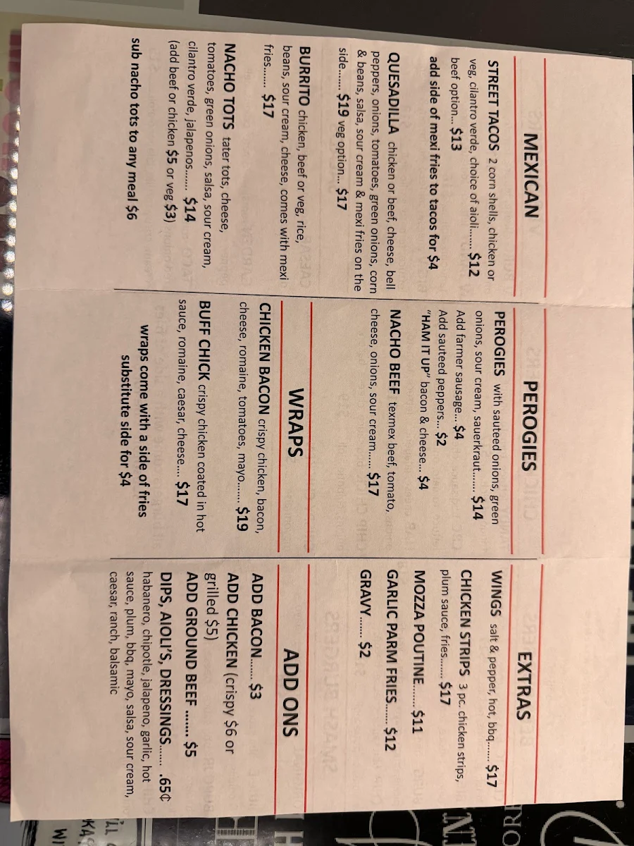 Menu, Helm's Mobile Kitchen & Restaurant