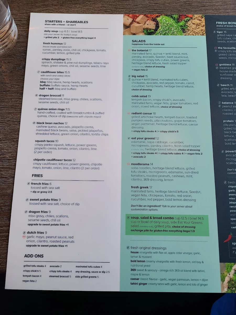 Menu, Fresh Kitchen + Juice Bar