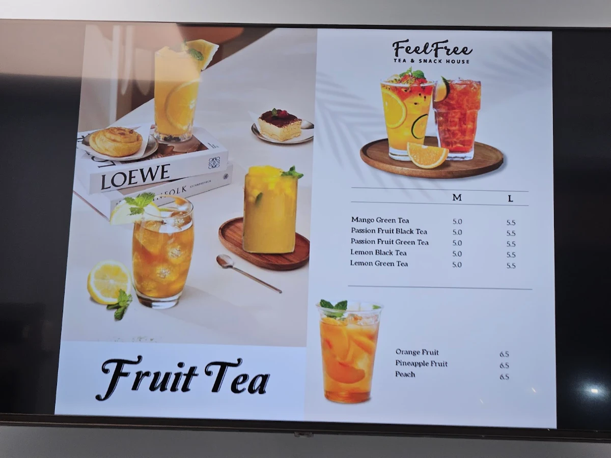 Menu, FeelFree Tea and Snack House