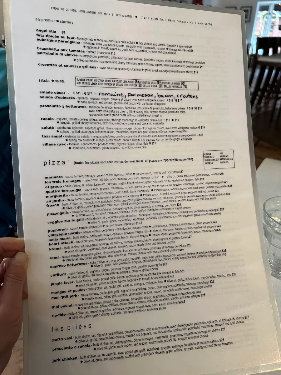 Menu, Restaurant Violet Angel