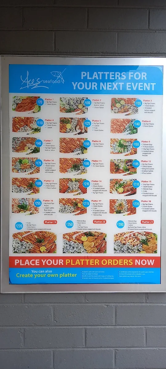 Menu, Aces Seafood