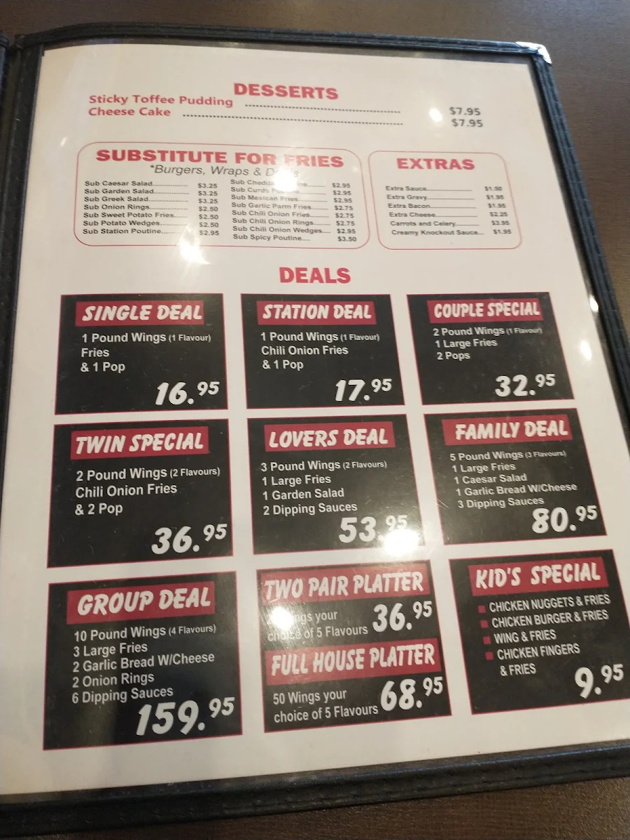 Menu, Wing Station