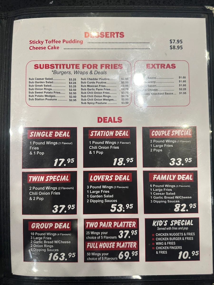 Menu, Wing Station