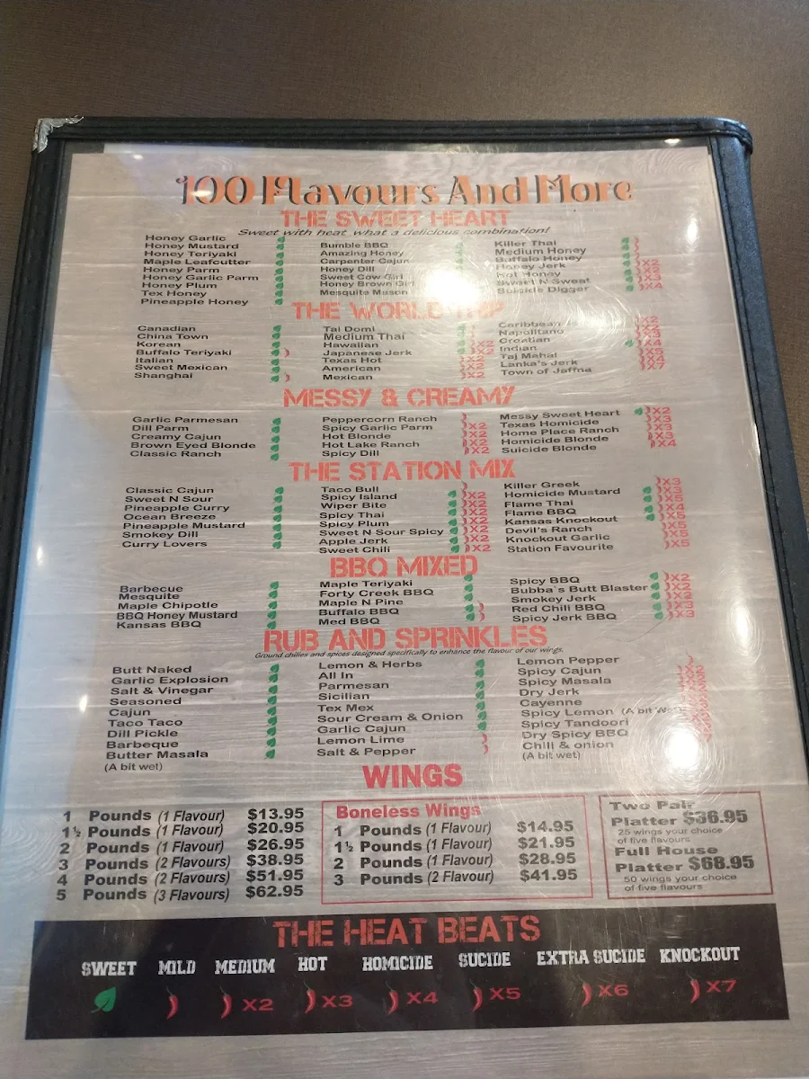 Menu, Wing Station