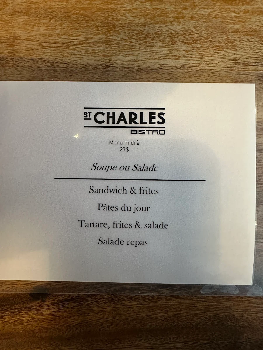 Menu, Bistro Le St-Charles