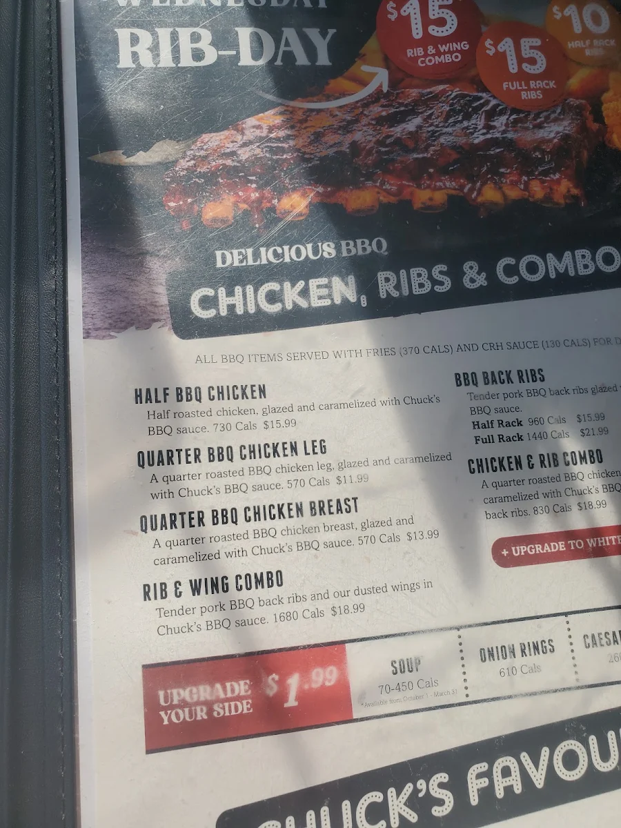 Menu, Chuck's Roadhouse Bar and Grill