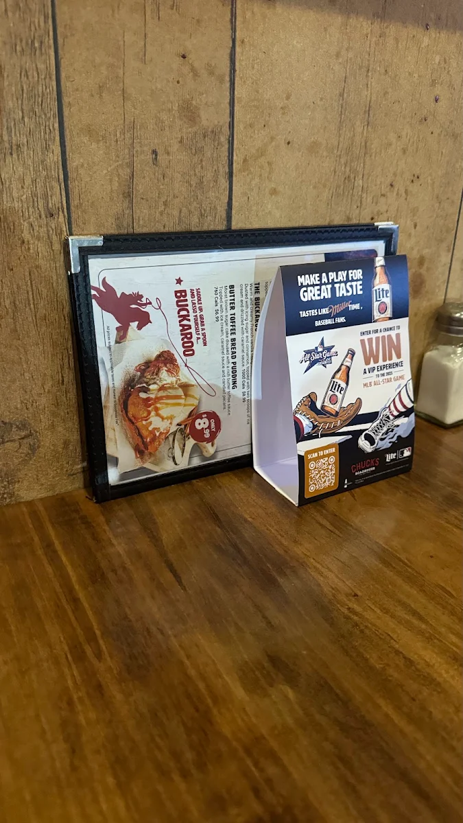 Menu, Chuck's Roadhouse Bar and Grill