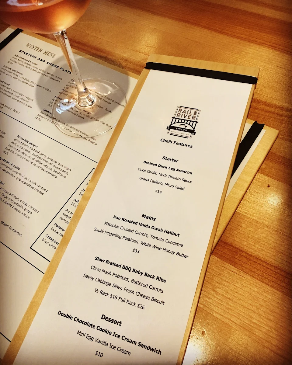 Menu, Rail & River Bistro
