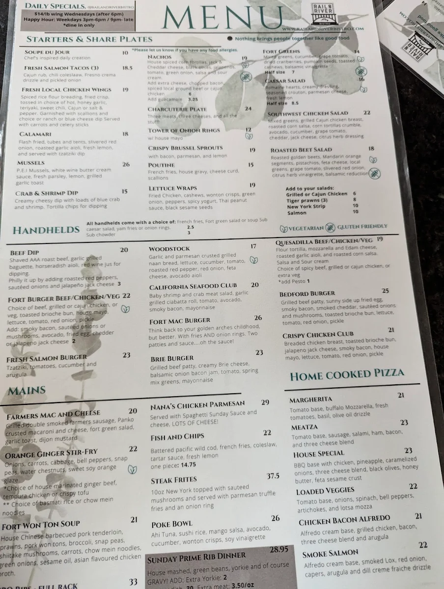 Menu, Rail & River Bistro