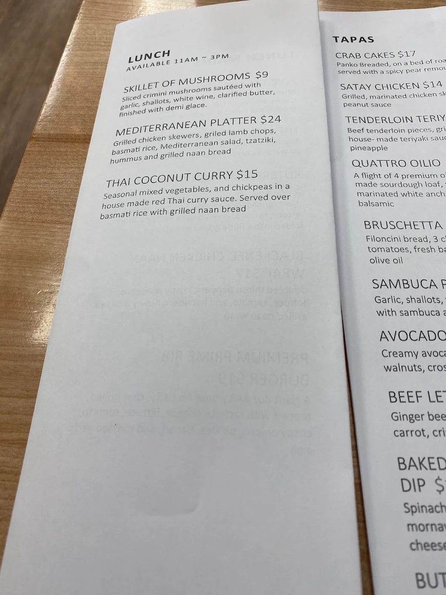 Menu, Rail & River Bistro