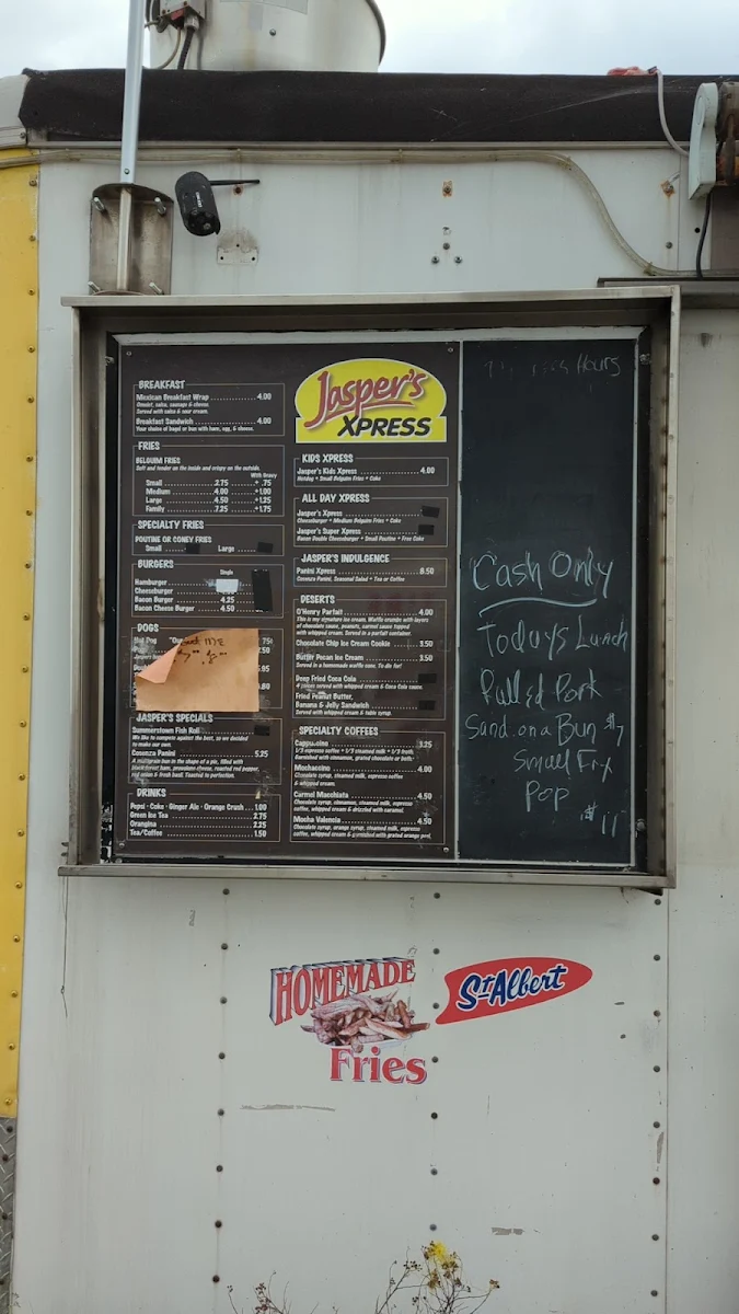 Menu, Jasper's Express Chip Stand