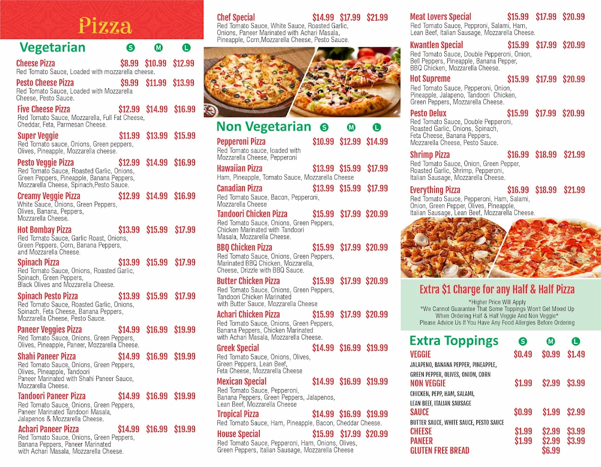 Menu, Kwantlen Pizza Fleetwood Fraser Hwy