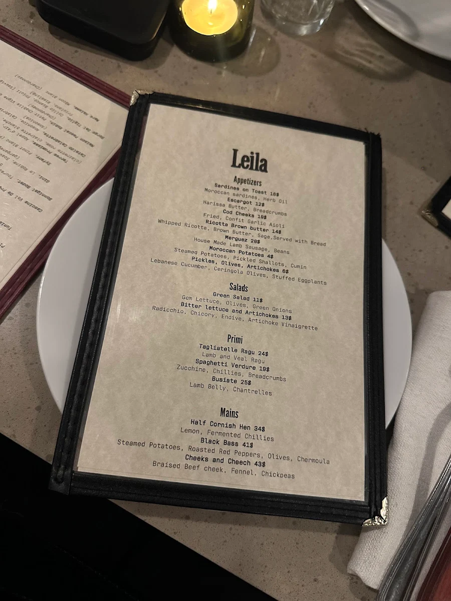 Menu, Leila