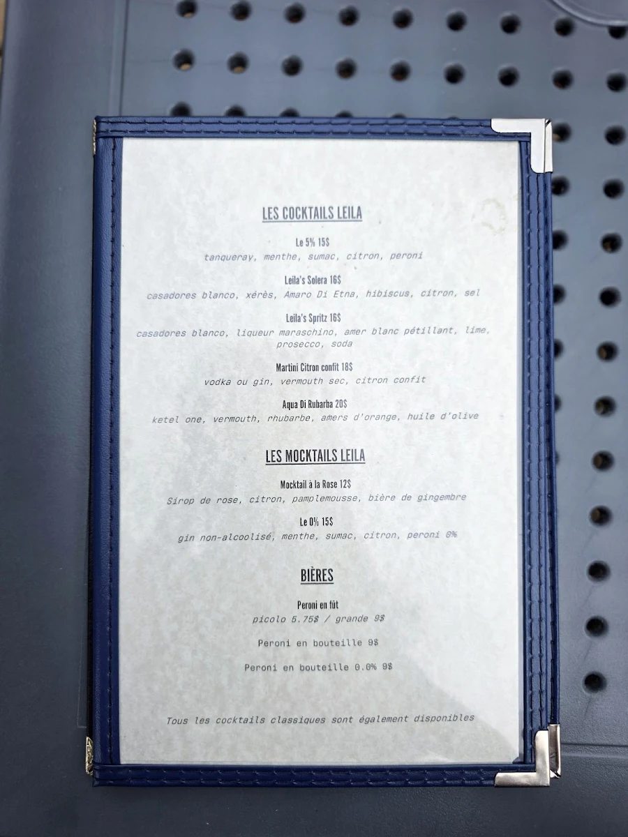 Menu, Leila