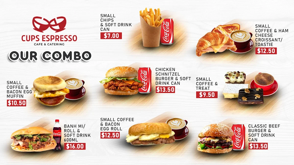 Menu, Cups Espresso Cafe & Catering