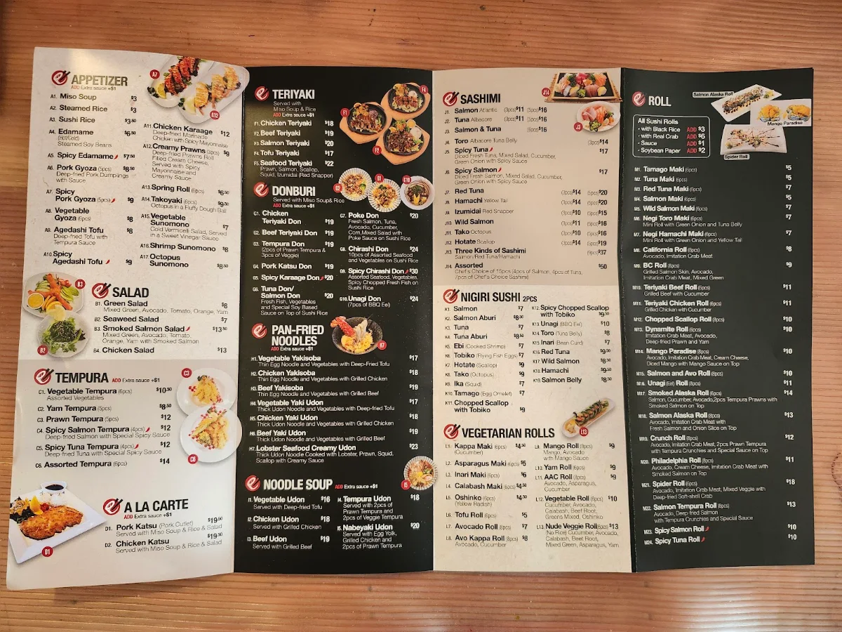 Menu, Kan Sushi In Creston
