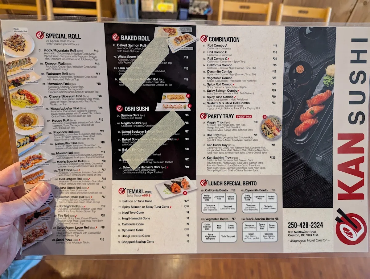 Menu, Kan Sushi In Creston