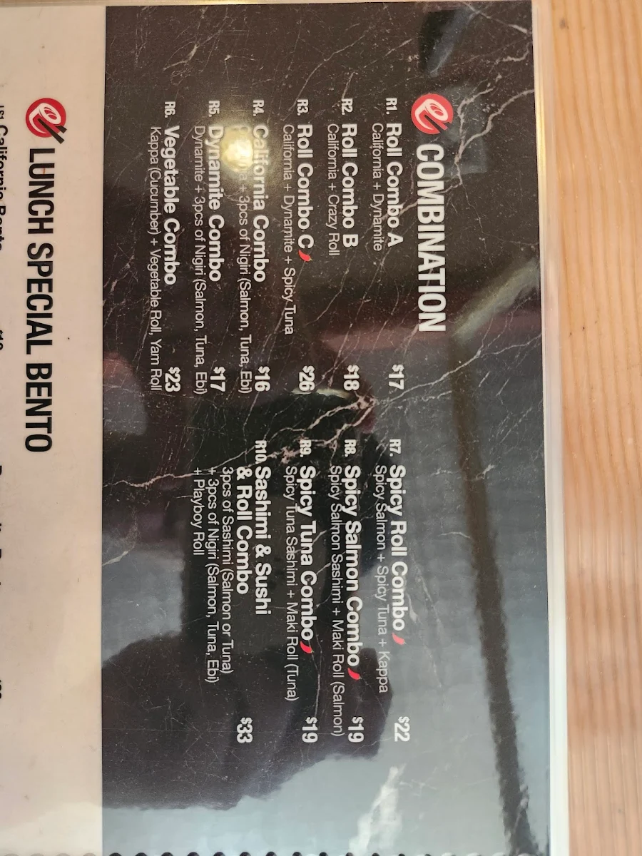 Menu, Kan Sushi In Creston