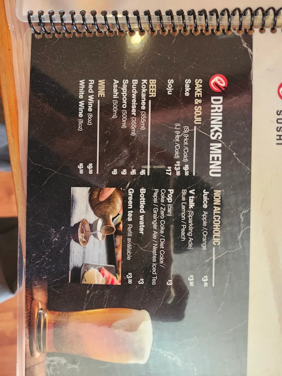 Menu, Kan Sushi In Creston