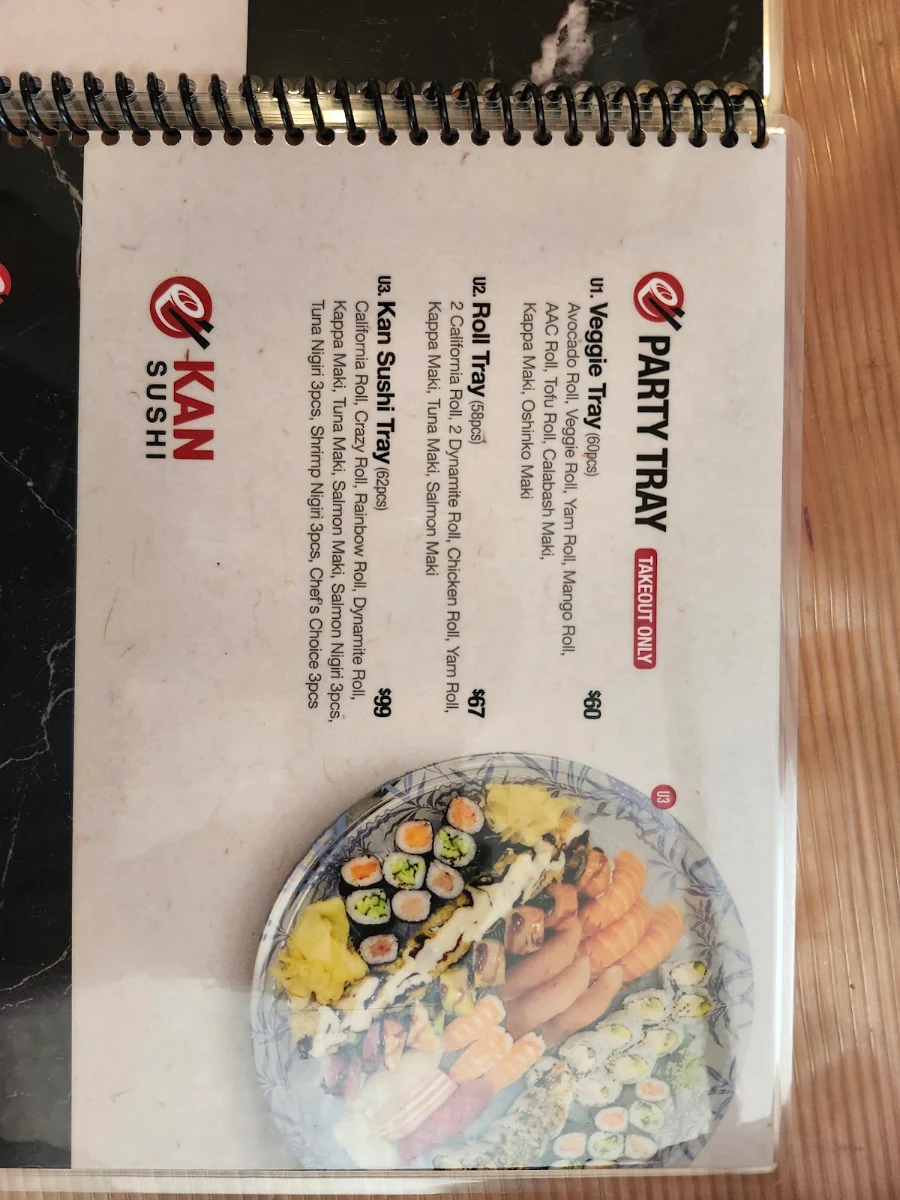 Menu, Kan Sushi In Creston