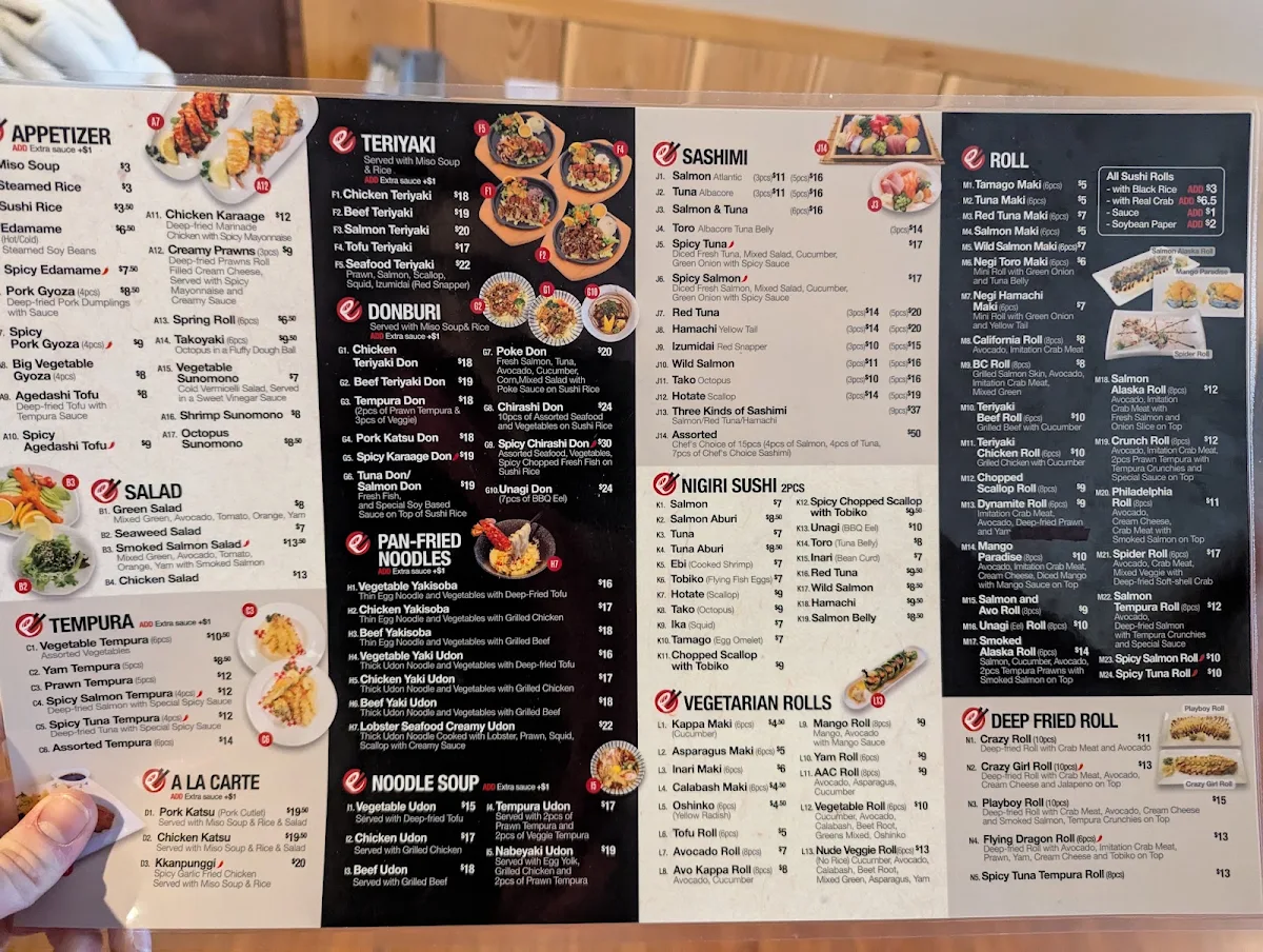 Menu, Kan Sushi In Creston