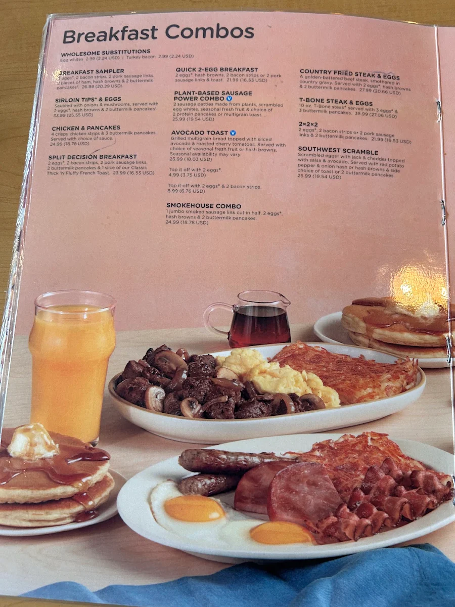 Menu, IHOP