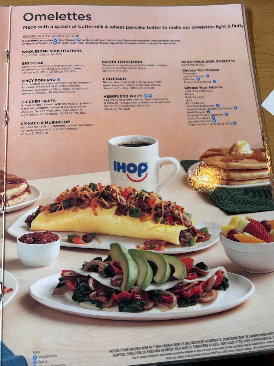 Menu, IHOP