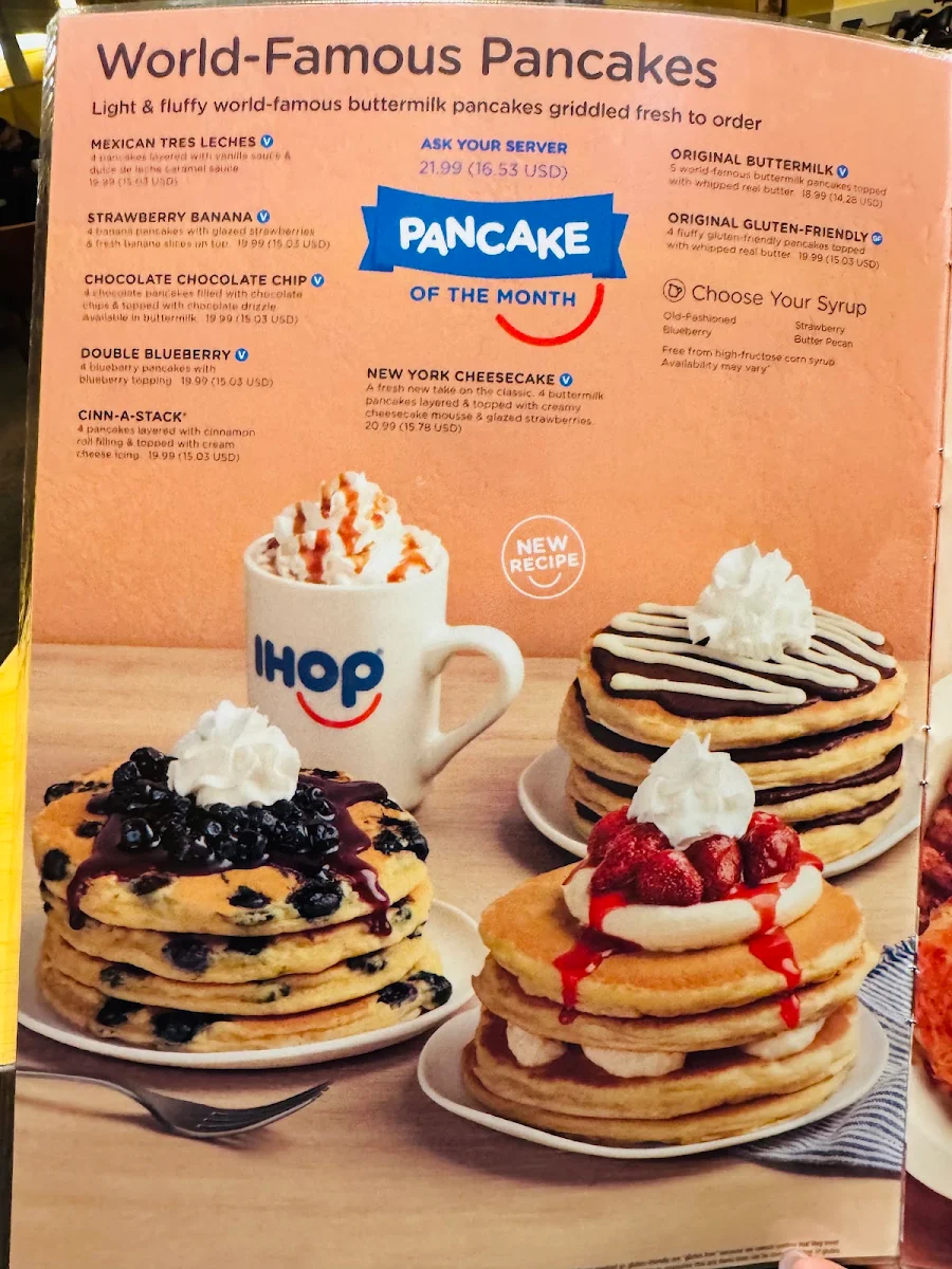 Menu, IHOP