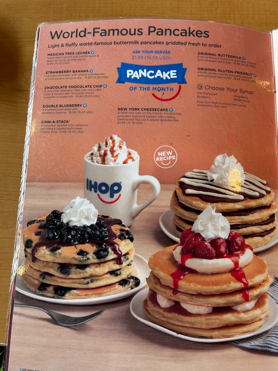 Menu, IHOP