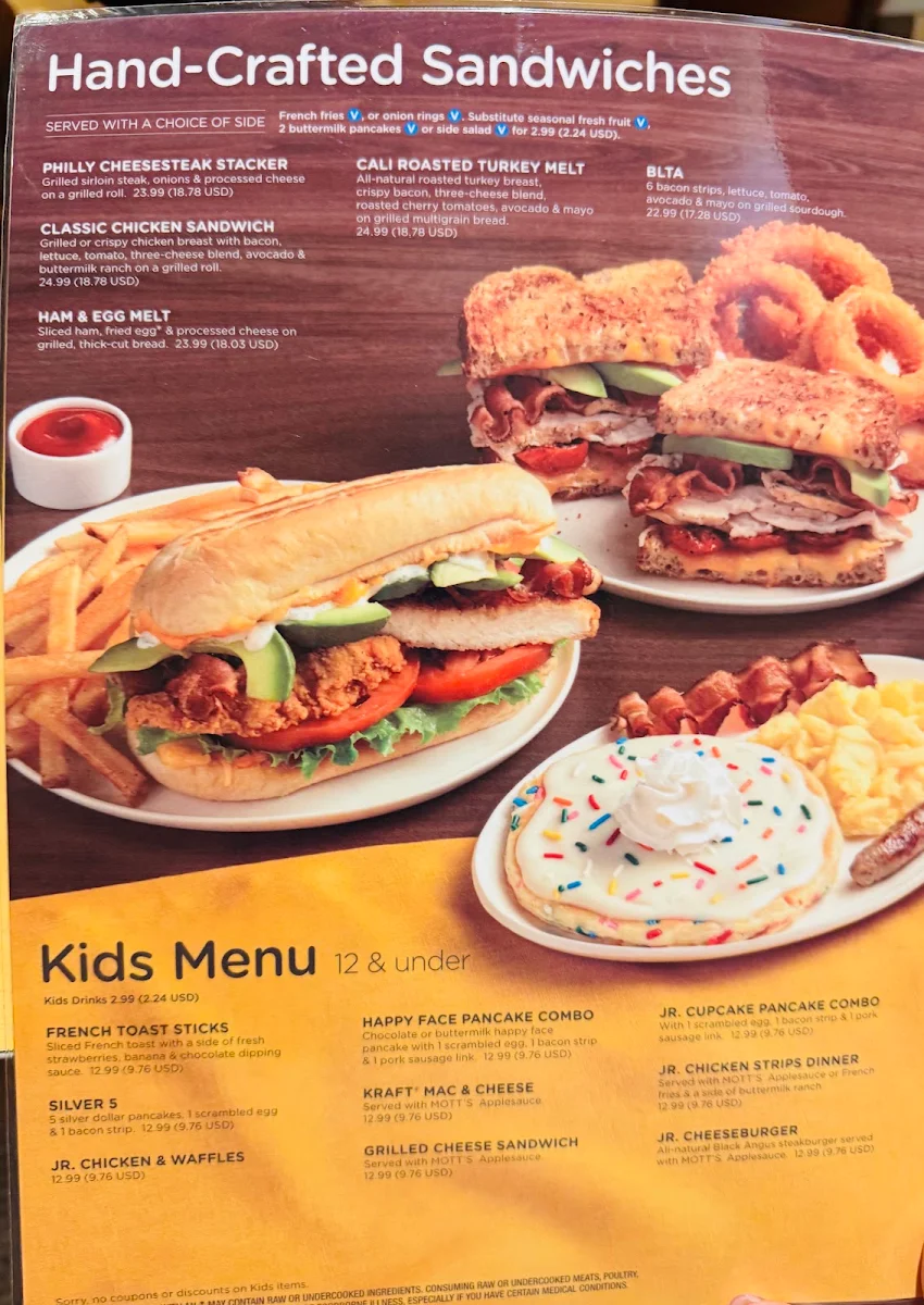 Menu, IHOP