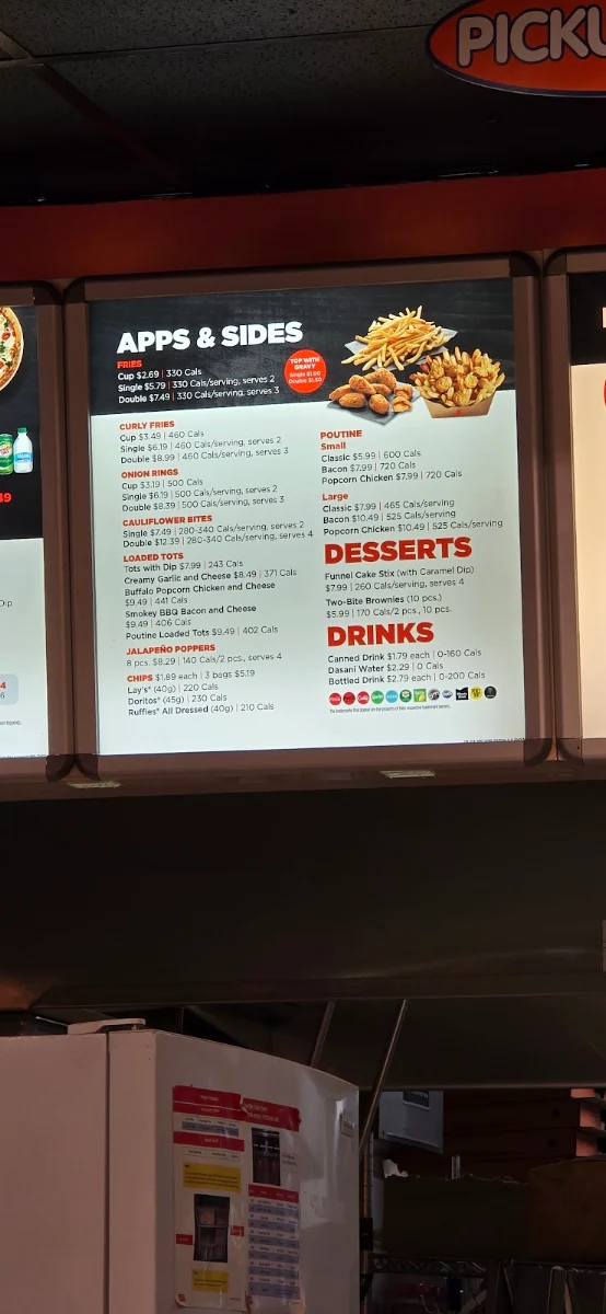 Menu, Pizza Pizza