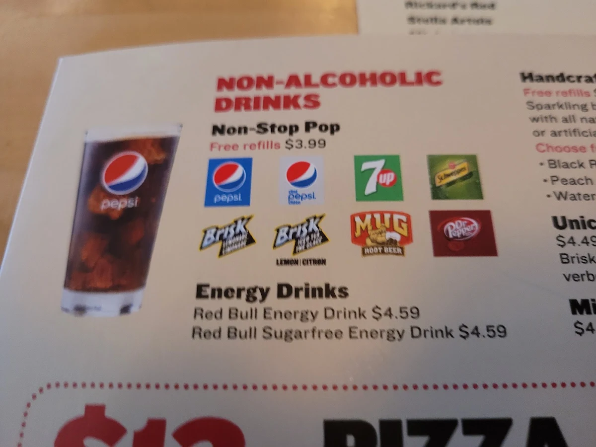 Menu, Boston Pizza