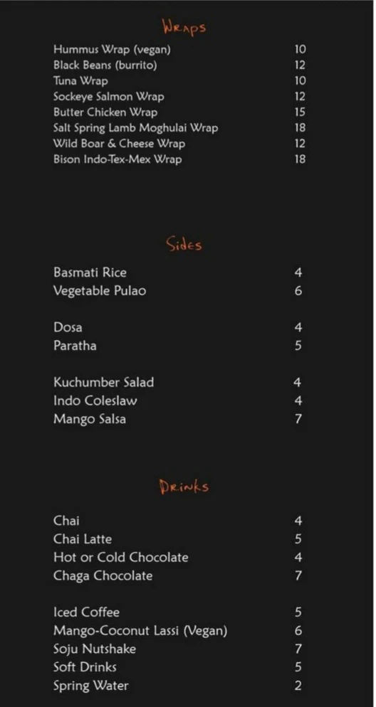 Menu, Omja Restaurant