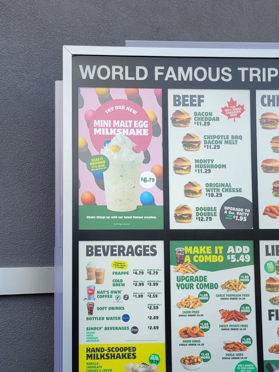 Menu, Triple O's