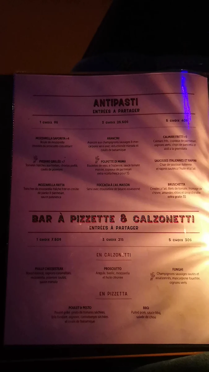 Menu, Birra