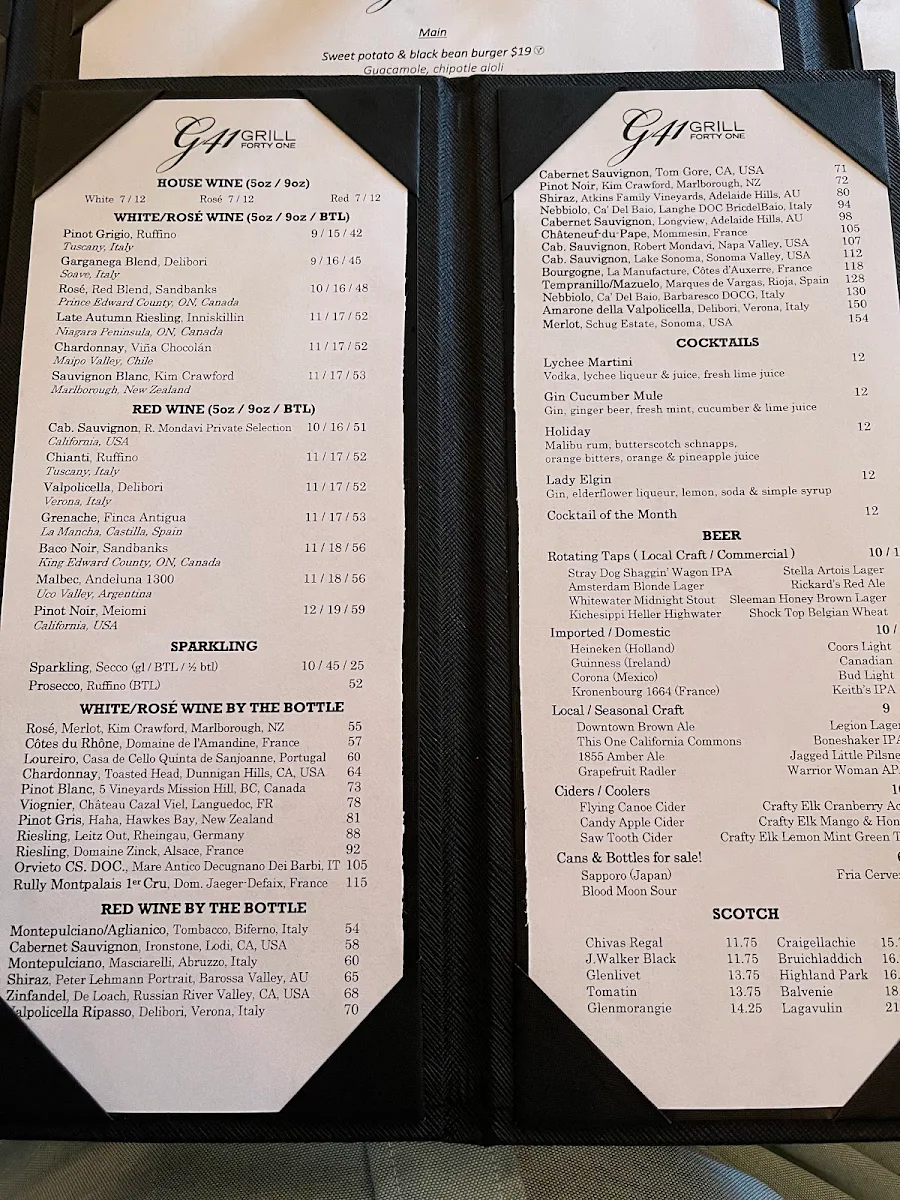 Menu, Forty one