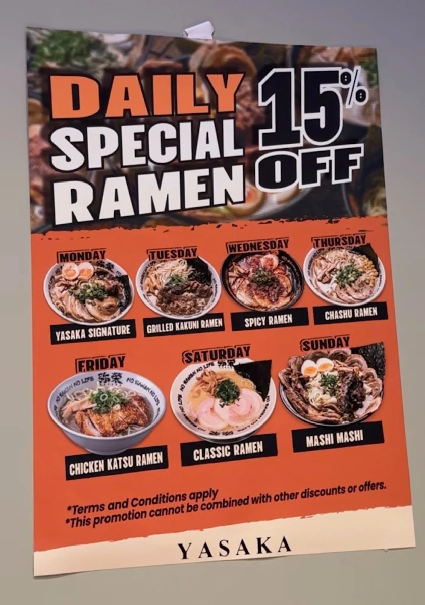 Menu, Yasaka Ramen