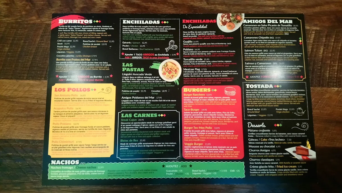Menu, 3 Amigos (Terrebonne)